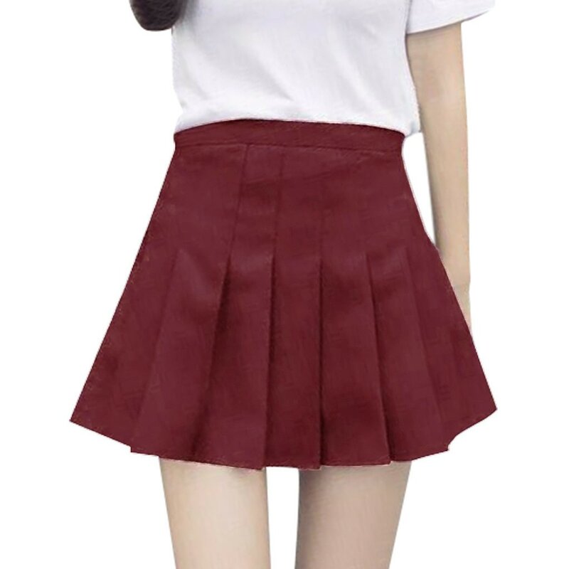 Falda plisada de cintura alta para verano, minivestido corto informal de tenis, ajustado, Simple, de talla grande, Color liso, 2024