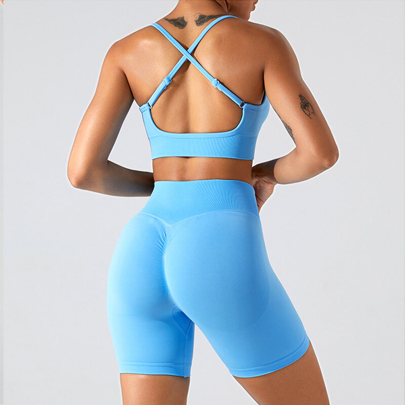 Fashion Seamless Sports Bra Women Vest Fitness Running Fast-drying Yoga Shorts 2 Two Pieces Sets New Casual Skinny Clothes 30703