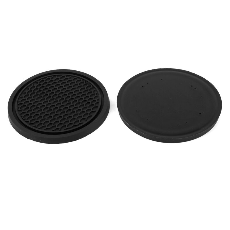 Universal Car Coasters 4pcs Anti-Slip Black Car Accessories Fit For: Car/Home Replacement Silicone Easy To Clean