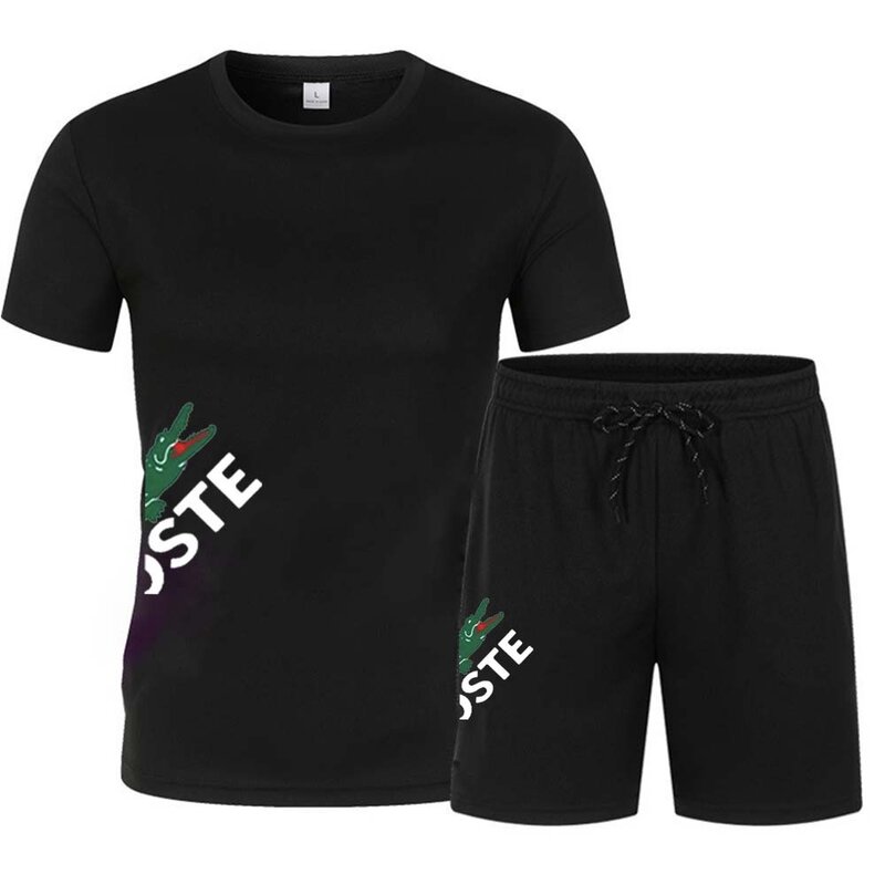 Fato esportivo de manga curta masculino, conjunto de shorts casual, secagem rápida, esportivo, correndo, fitness, moda, 2 peças, verão