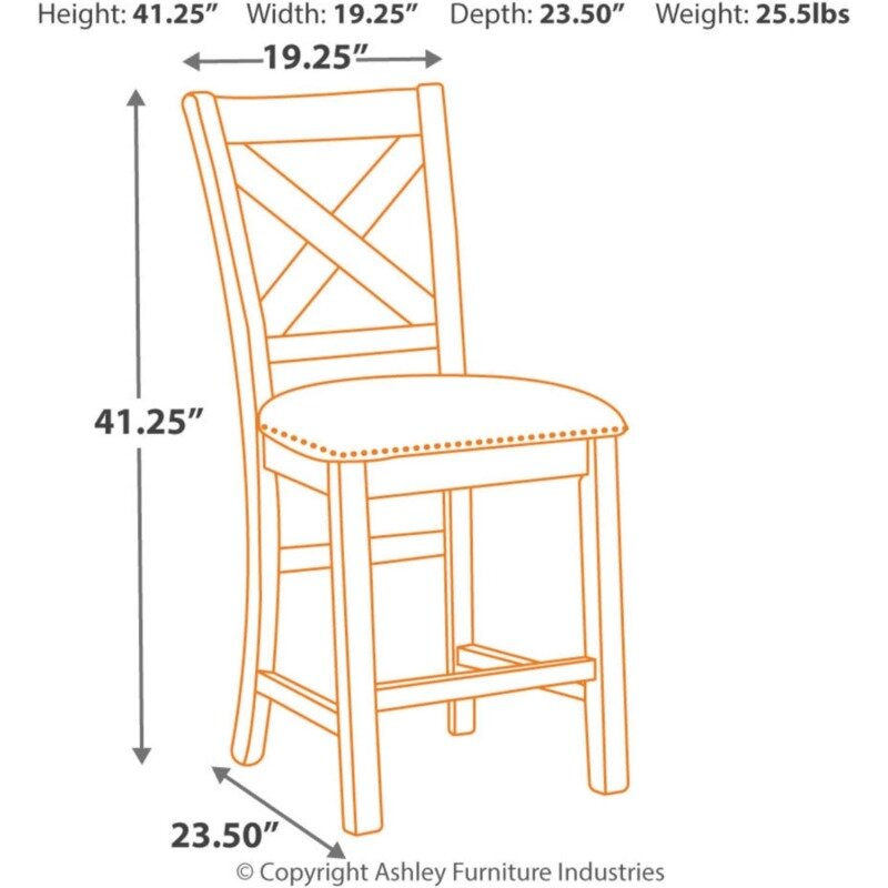 Caitbrook rustykalny 24.63 "wysokość blatu tapicerowany stołek barowy, zestaw 2, szary
