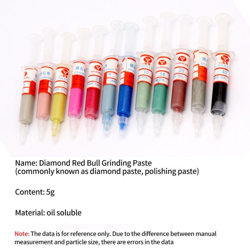 6pcs 5g Diamond Lapping Paste Composite Polishing Syringes 0.5-40 Micron Polishing Abrasive Tools Oil Soluble For Metal Glass