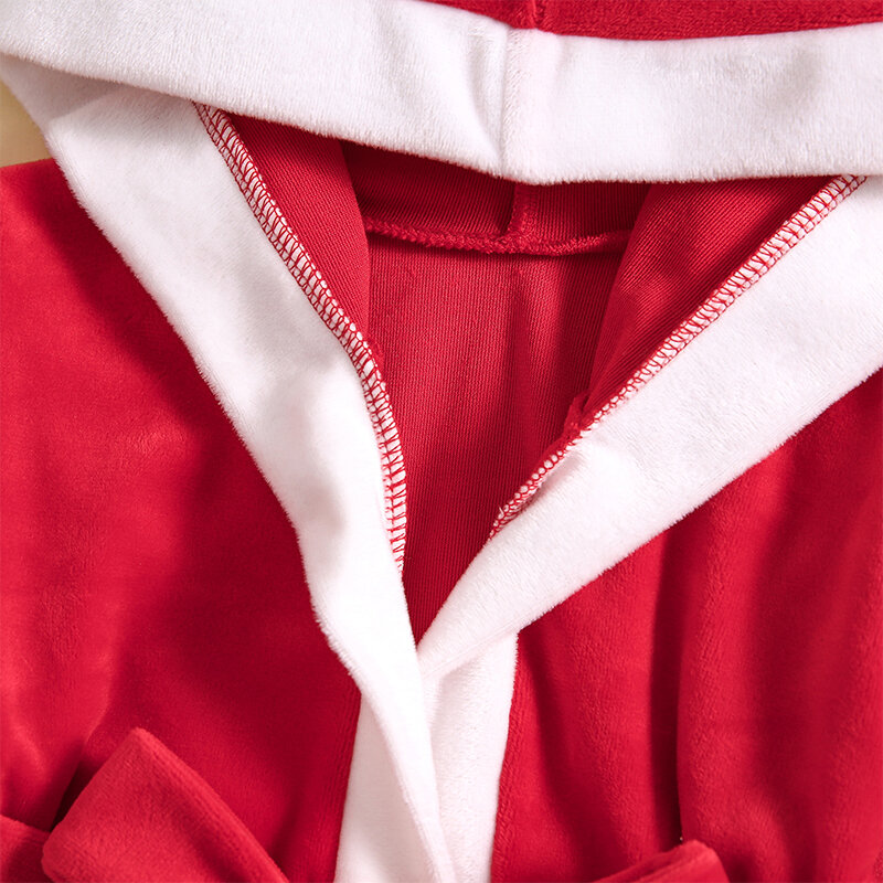 Robe à capuche unisexe à manches longues pour tout-petits avec ceinture, tenue de Noël pour bébé fille et garçon