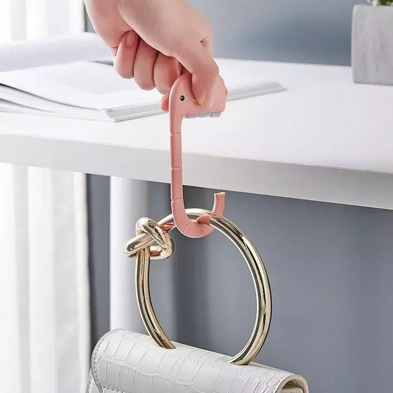Tas plastik kait gajah lucu untuk menggantung dekoratif meja perjalanan dompet tas kait portabel gantungan dinding pemegang gantungan tas tangan