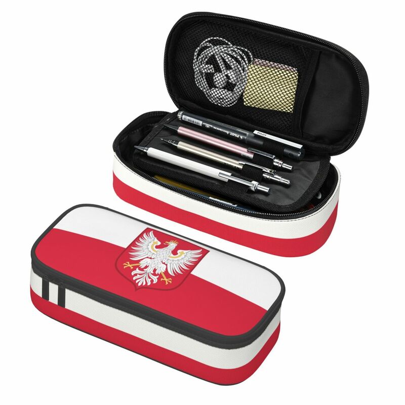 حقائب أقلام رصاص علم بولندا للفتيان والفتيات ، حقيبة أقلام رصاص ذات سعة كبيرة ، مخصصة ، أدوات مكتبية لطيفة