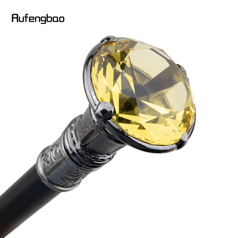 Yellow Diamond Type Silver Single Joint Walking Stick Decorative Cospaly Party Fashionable Walking Cane Halloween Crosier 93cm