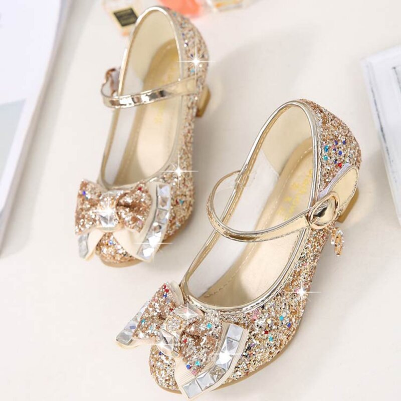 Zapatos de cuero de mariposa para niños, zapatos de princesa con lazo de diamante, zapatos de baile para niñas, zapatos de fiesta de moda para niñas