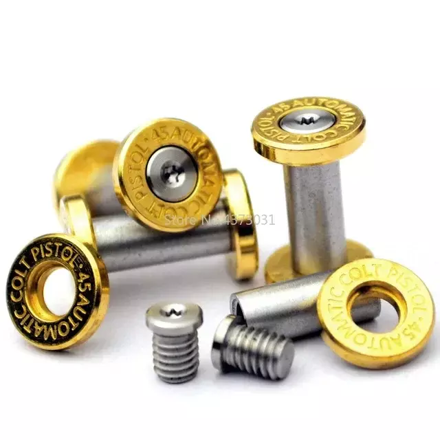 Parafuso de fixação de aço inoxidável Rivet para CNC Cutter, DIY Straight Pocket Knife Tools, Handle Nut, M4 Brass + 416, 2 conjuntos