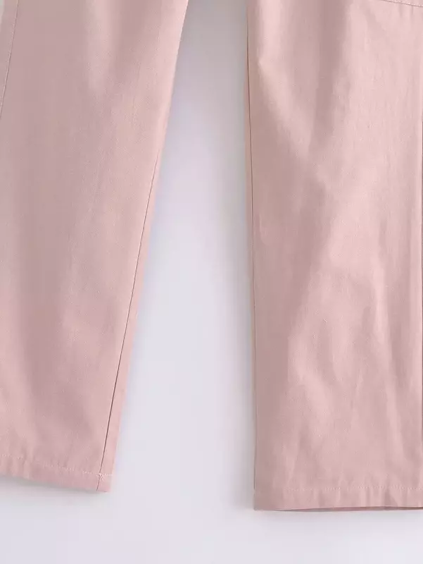 Женские прямые повседневные брюки-карго, винтажные брюки с высокой талией, на молнии, с карманами и украшением, новинка 2023