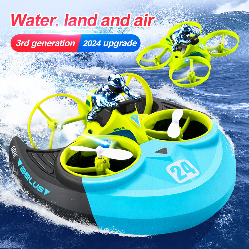 子供用防水飛行機おもちゃv24 rc,3-in-1フォーム飛行機,リモートコントロールクワッドコプター,ランドおよびエア,新品