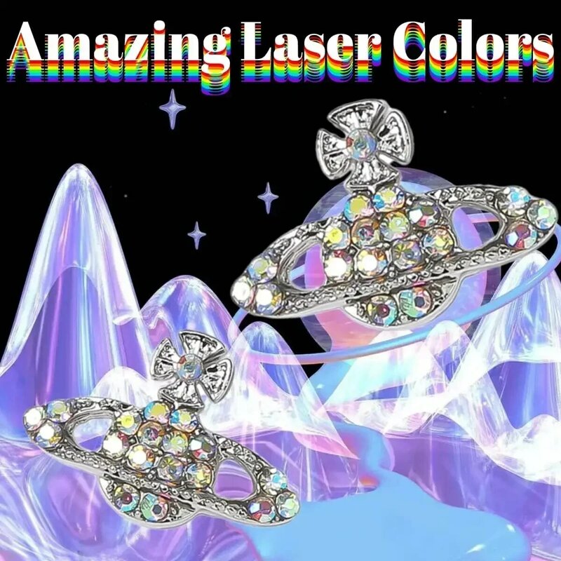 Kawaii Nail Art Decoração Suprimentos, Planeta Encantos, Pedrinhas 3D Gems, Diamante de Prata Jóias, DIY, Y2K, 10Pcs