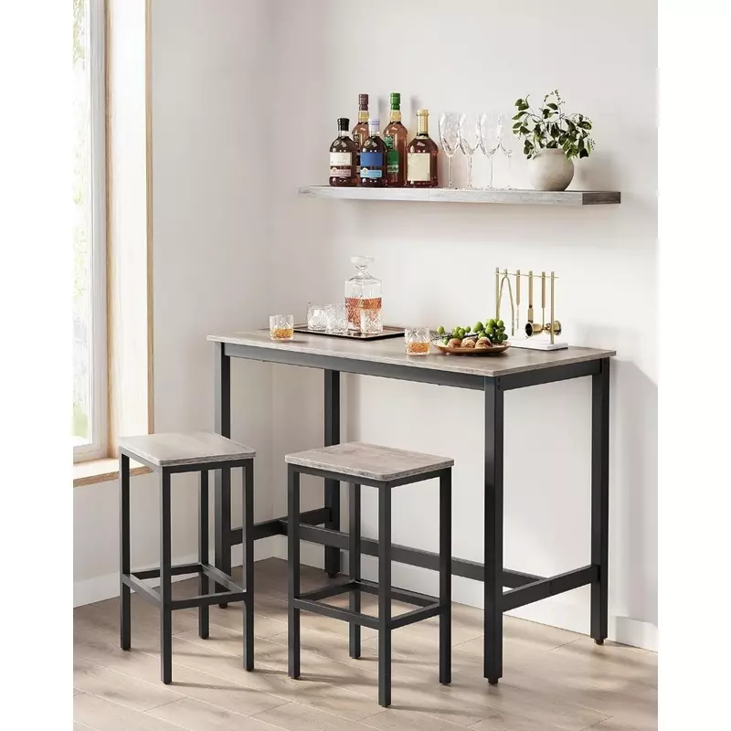 Pub Table and Chairs Industrial for Kitchen Counter With Bar Chairs Living Room Brown Furniture