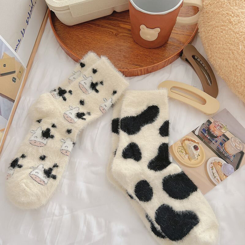 Cute Socks Autumn And Winter Plush Mink Stockings Thickened Girl Floor Stockings Home Dressing