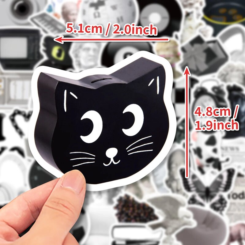 10/50pcs Black and White Ins Style Stickers DIY Scrapbooking Journal Collage Phone Diary Album Happy Plan Gift Decoration