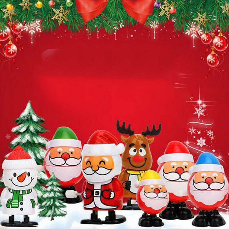 Mainan putar Natal mainan mesin Jam Mini Santas dan Snowmen mainan angin pesta Natal nikmat Goody Bag Filler