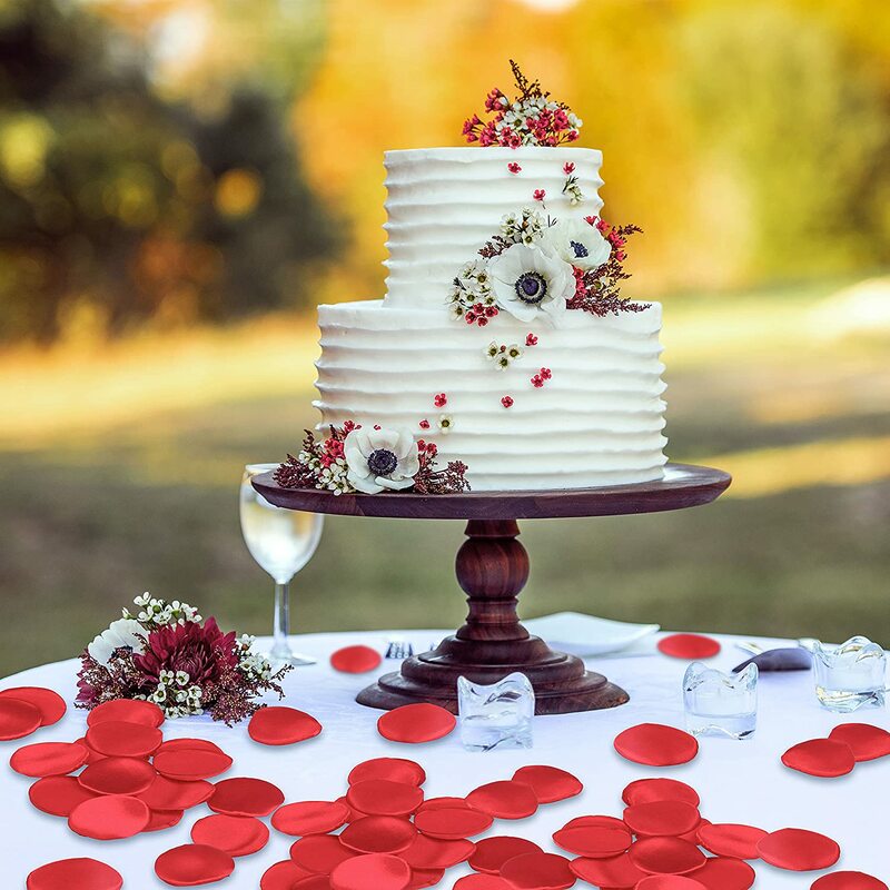 Pétalos de rosa satinados de seda roja, flores artificiales clásicas, cesta para niña, mesa de casa, accesorios de decoración de boda, 100 Uds.
