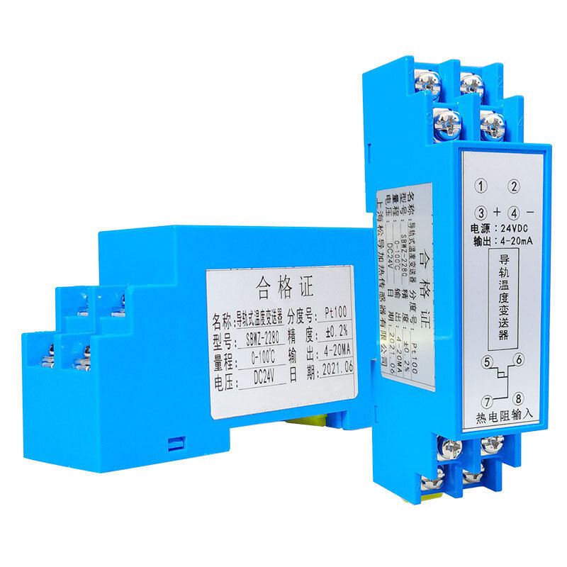 Trasmettitore di temperatura su rotaia PT100 0.2 modulo trasmettitore di temperatura DIN uscita 24V 4-20MA SBWZ-2280