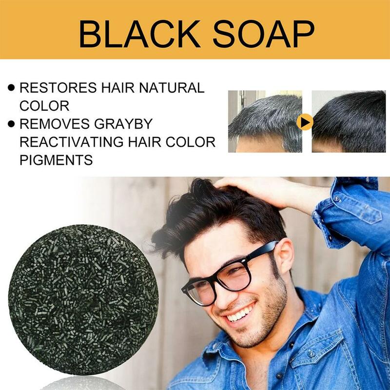 Lote de jabón para oscurecer el cabello, barra de champú para reparar el Color del cabello gris y blanco, tinte facial, champú corporal, acondicionador orgánico Natural de 60g