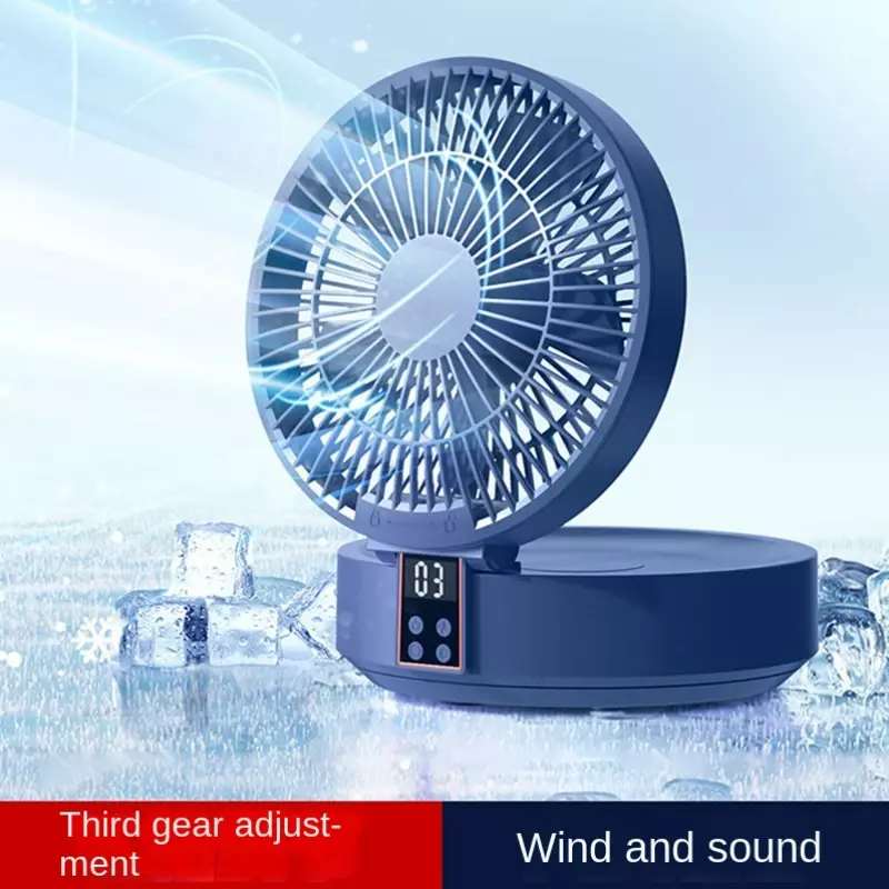 New Electric Fan With Remote Control Rechargeable Portable Fan USB Folding Handheld Fan Nightlight Air Cooler Household Camping