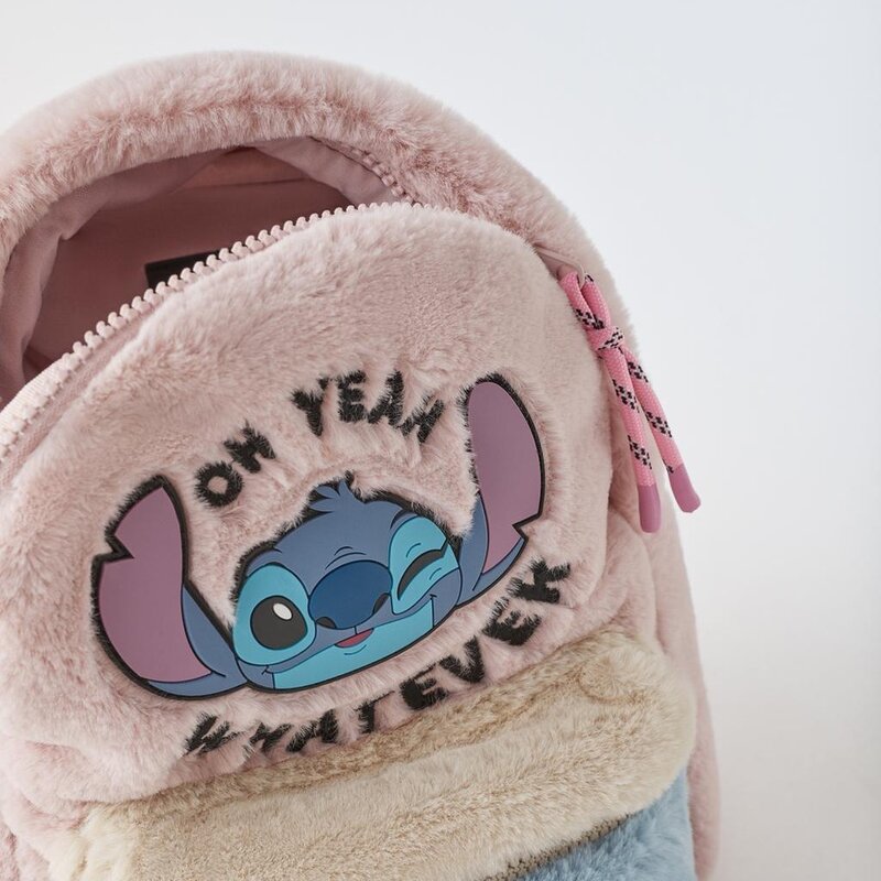 Disney-mochila de dibujos animados Lilo & Stitch para niños, Bolsa Escolar de felpa suave, regalos de alta capacidad, bordado artesanal