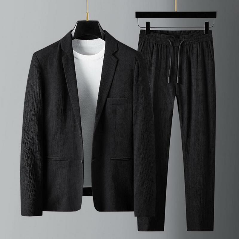 Blazer de manga larga con cuello vuelto, pantalones de cintura elástica con bolsillos, chaqueta elegante para primavera y verano, 1 Juego