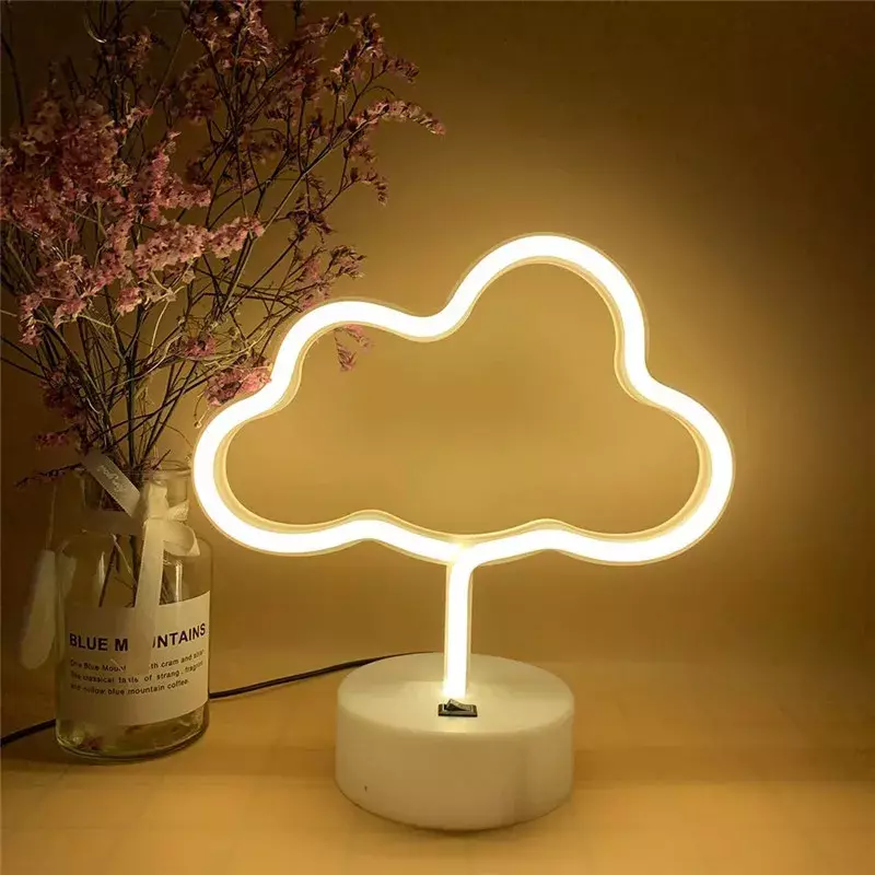 Luz LED de neón para decoración del hogar, lámpara de noche con USB y diseño en forma de flamenco, unicornio y corazón, ideal para iluminación en fiesta de Navidad y boda, perfecto para regalo