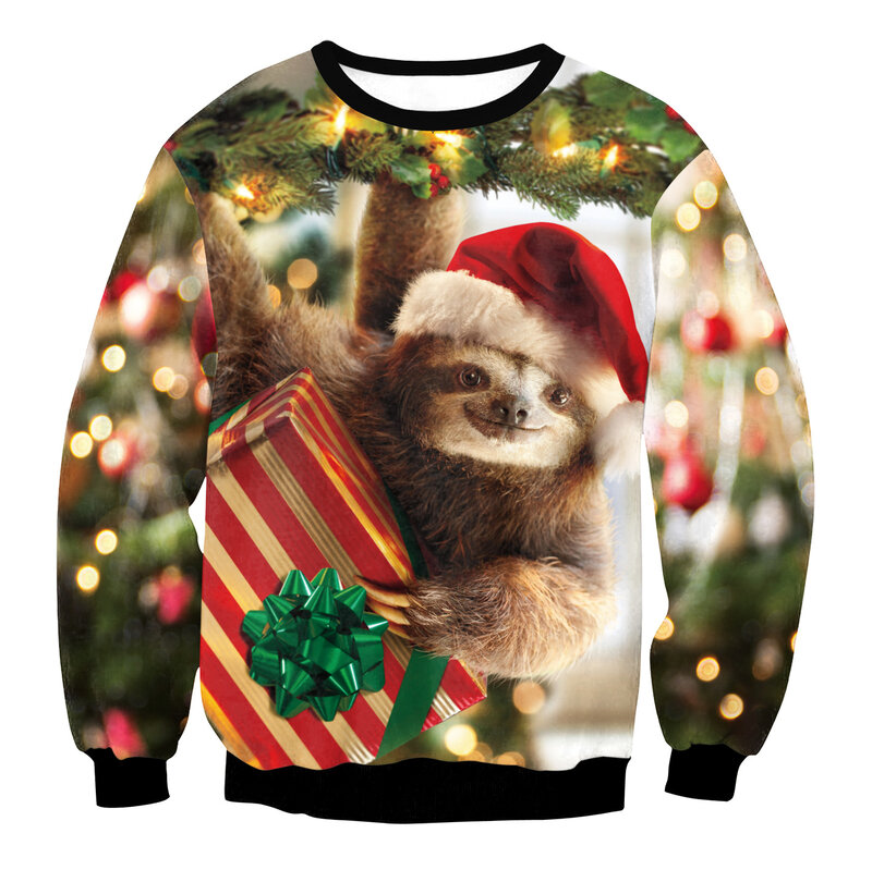 Nieuwjaar Hond Hoodies Heren Kerstmis 3d Print Sweatshirt Met Lange Mouwen Herfst Winter Casual Tops Kleding Voor Mannen Kleding