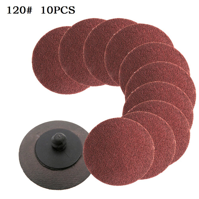 Discos de lijado de 10 piezas y 50mm, papel de lija de rueda abrasiva de 60, 80, 120 de grano para almohadillas de pulido de 2 ", herramientas abrasivas