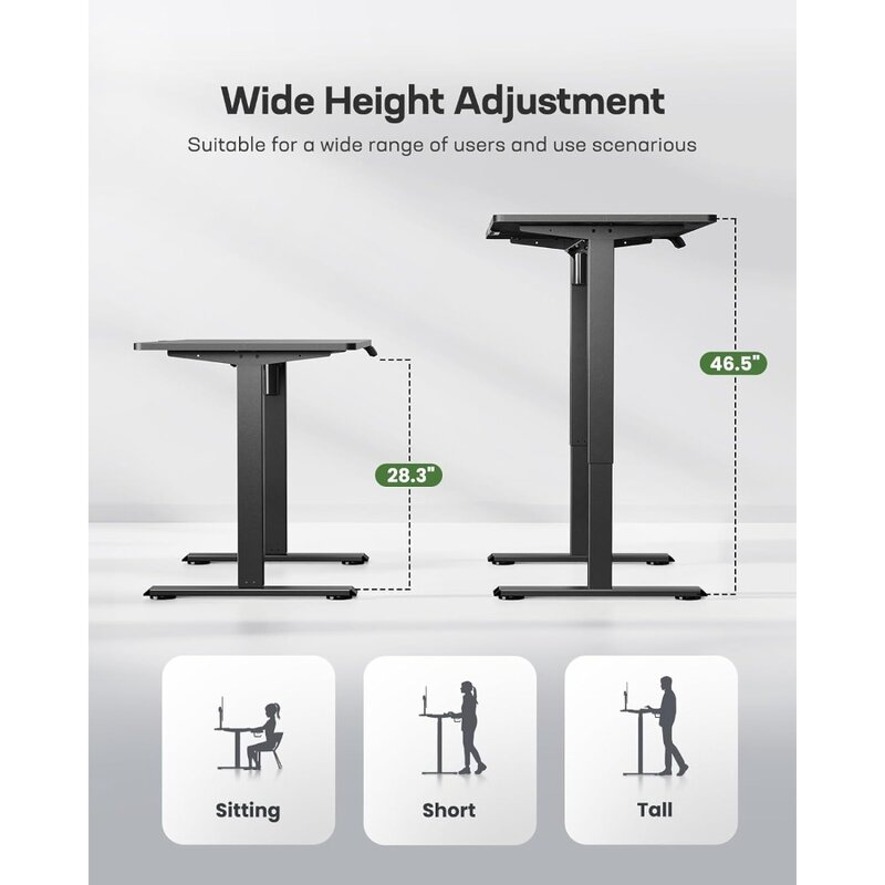 Electric Standing Desk Adjustable Height, 48 * 24 Inch Sit Stand up Desk for Home Office Furniture Computer Desk