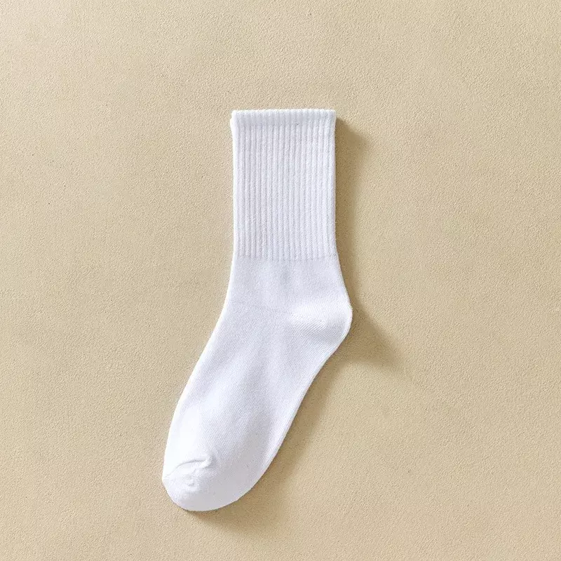 Solid Striped Black White Socks for Woman Men Unisex Street Striped Mid Tube Socks Breathable Sports