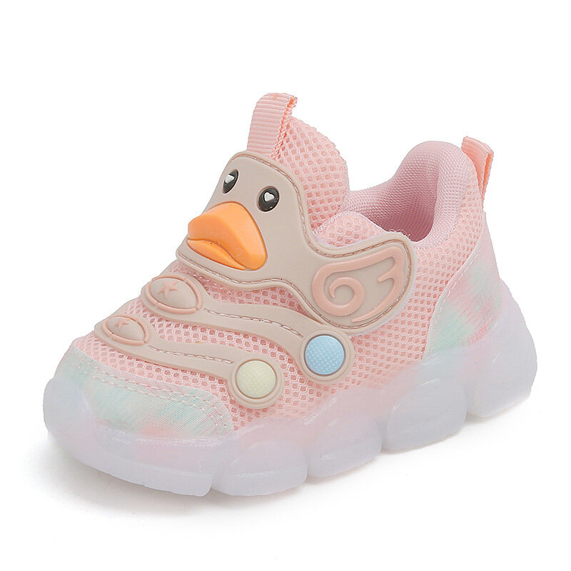 Spring Baby Shoes Girls' Light up Shoes Mesh Breathable Non-Slip Boys Toddler Shoes Non-Slip Soft Bottom Hair Generation