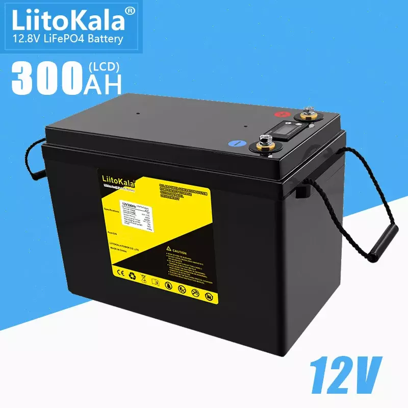 LiitoKala-LiFePO4 Bateria, 12V, 300Ah, 200Ah, 100Ah, 120Ah, 150Ah, Campistas, Impermeável, Bateria de carrinho de golfe, Off-Road, Off-Grid, Energia solar