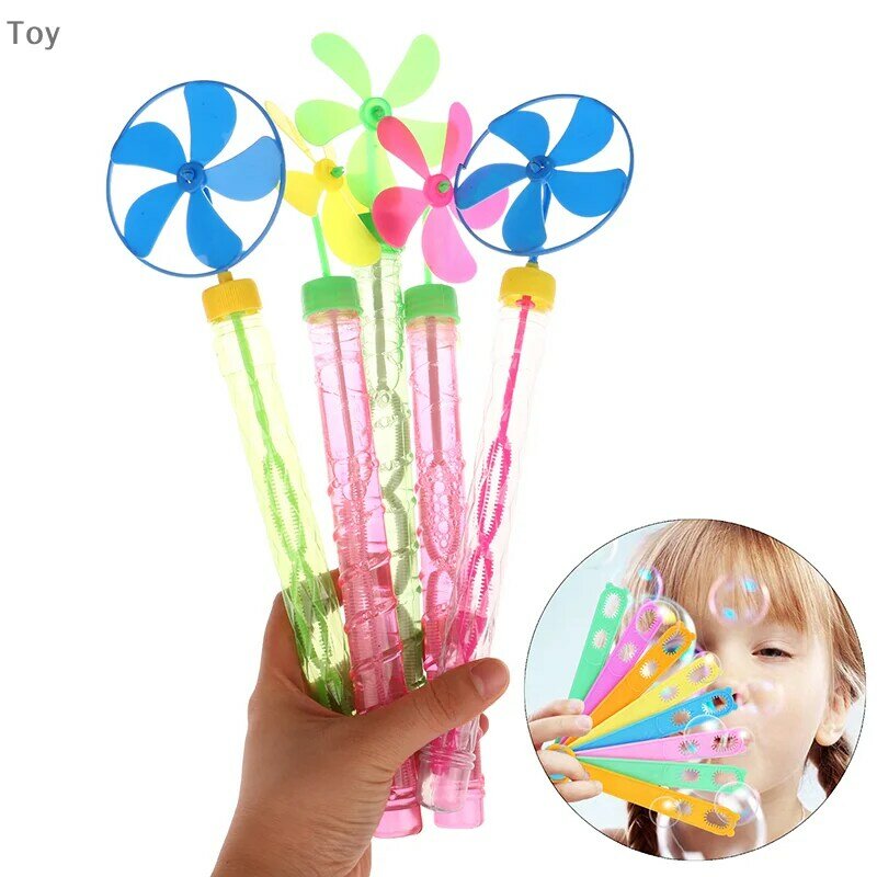 Palo de burbujas Multicolor de cinco hojas para niños, molino de viento Popular de verano, Color de playa, Spray de burbujas de jabón, juguetes para niños, nuevo