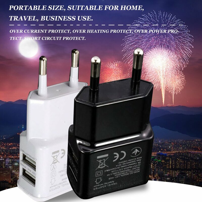 New Power Adapter 1A Portable Dual USB Mobile Phone Charger Electrical Socket Travel Clever Matching Charger Adapter Smartphone
