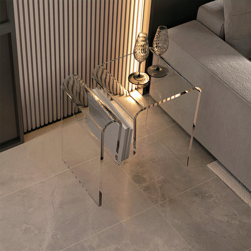 Luxo acrílico transparente mesas de café nordic sala estar móvel sofá lateral pequena mesa móveis para casa quarto cabeceira gabinete