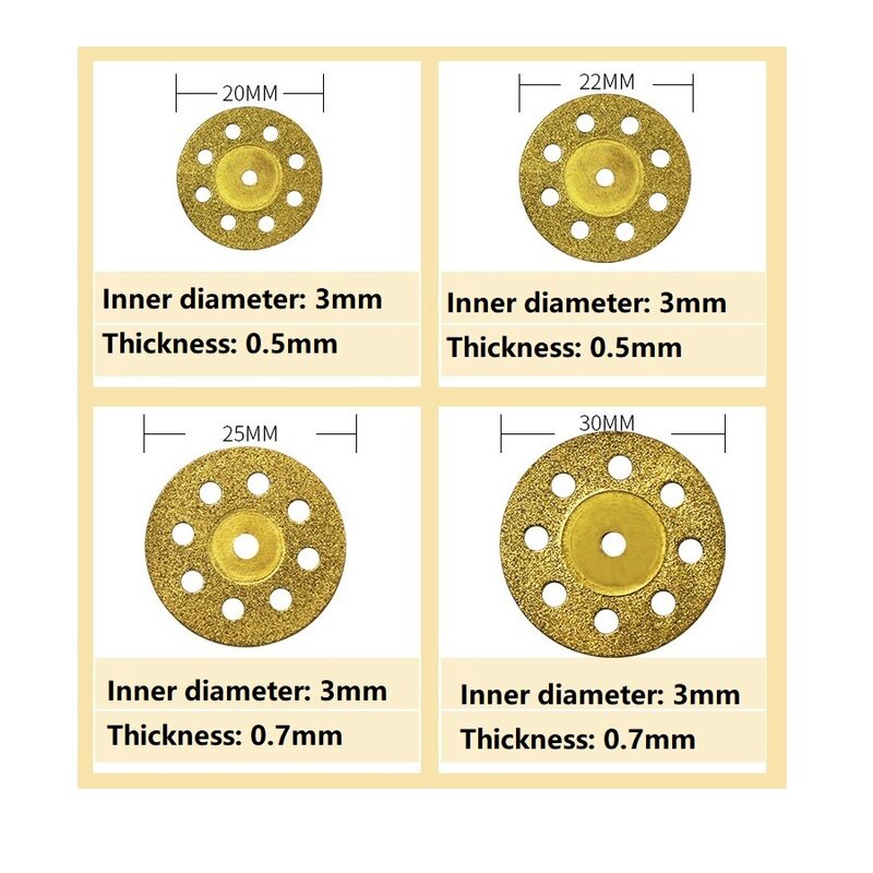 Алмазные режущие диски для пилы, 10 шт., отрезные диски, стеклянный керамический Соединительный хвостовик для дрели Dremel, роторный инструмент