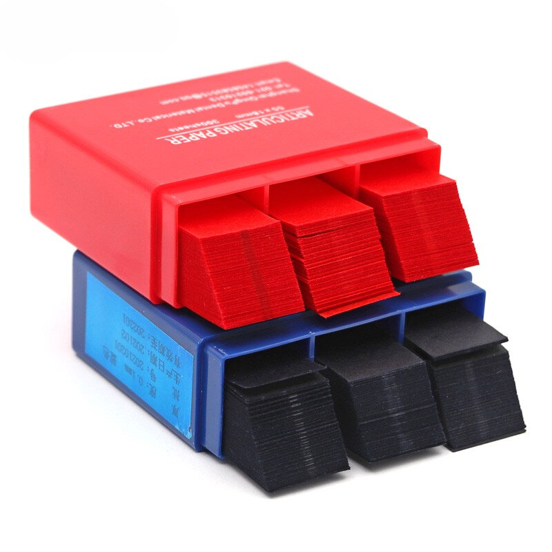 300 fogli/scatola strisce di carta articolate dentali 55*18mm rosso/blu strumento per laboratorio odontotecnico sbiancamento dei denti strumenti per materiali per dentisti