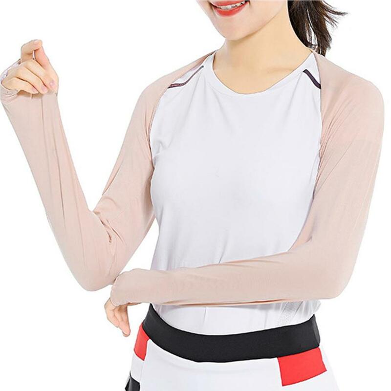 5ชิ้นแขนระบายความร้อนแขนเสื้อผู้หญิงสีทึบผ้าคลุมกอล์ฟอุปกรณ์เสื้อผ้า