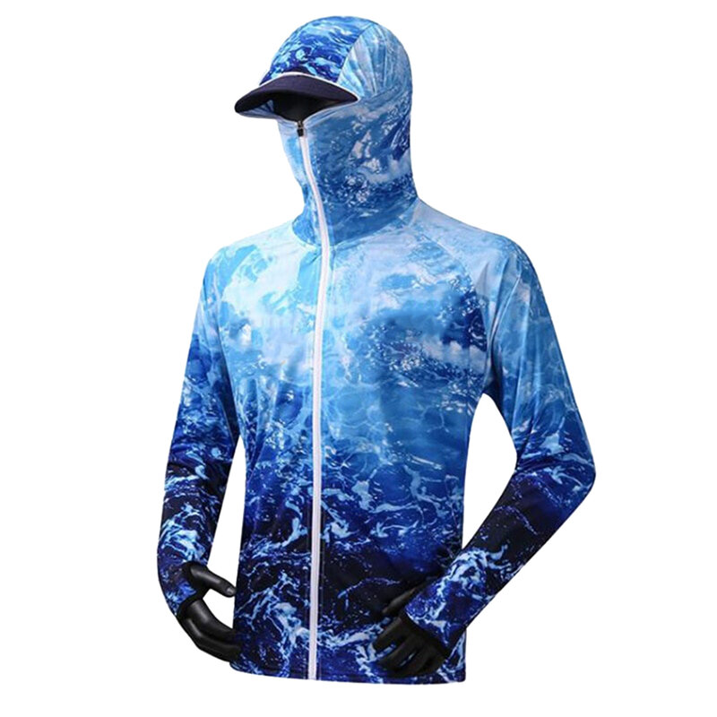 Fishing Hoodie Anti-UV Sunscreen Sun Protection Clothes Fishing Shirt Breathable Quick Dry Fishing Jersey Hooded Sportswear