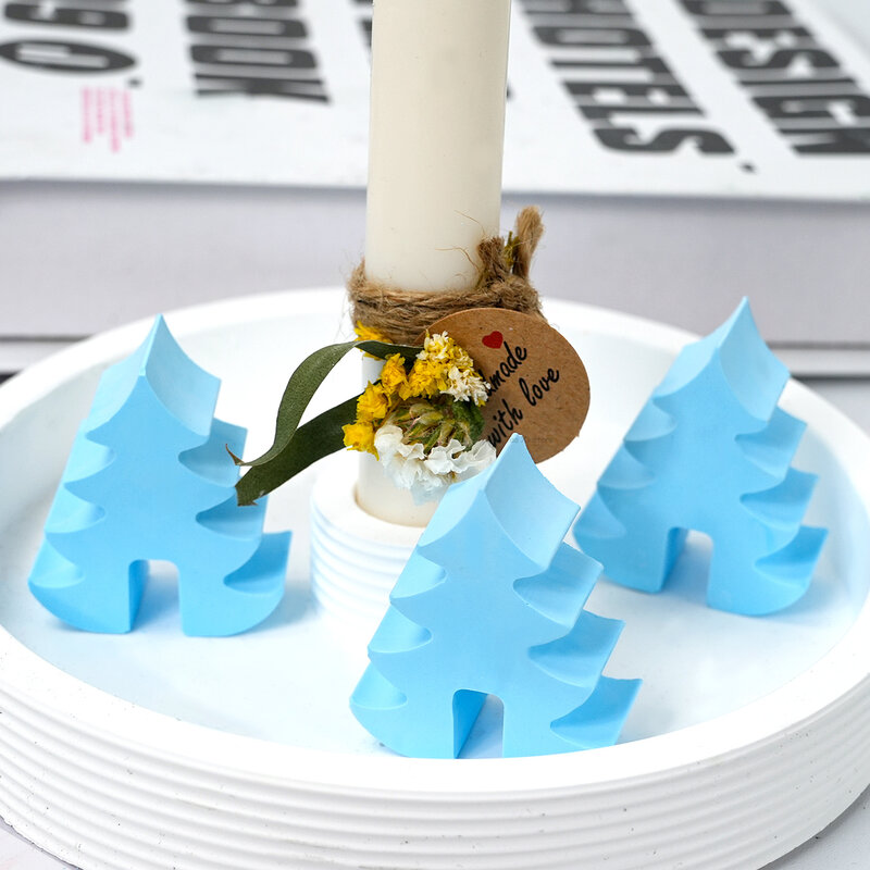 4 Hole Christmas Tree Candlestick Silicone Mold DIY Handmade Aromath Candle Molds Plaster Resin Candle Holder Crafts Making Tool