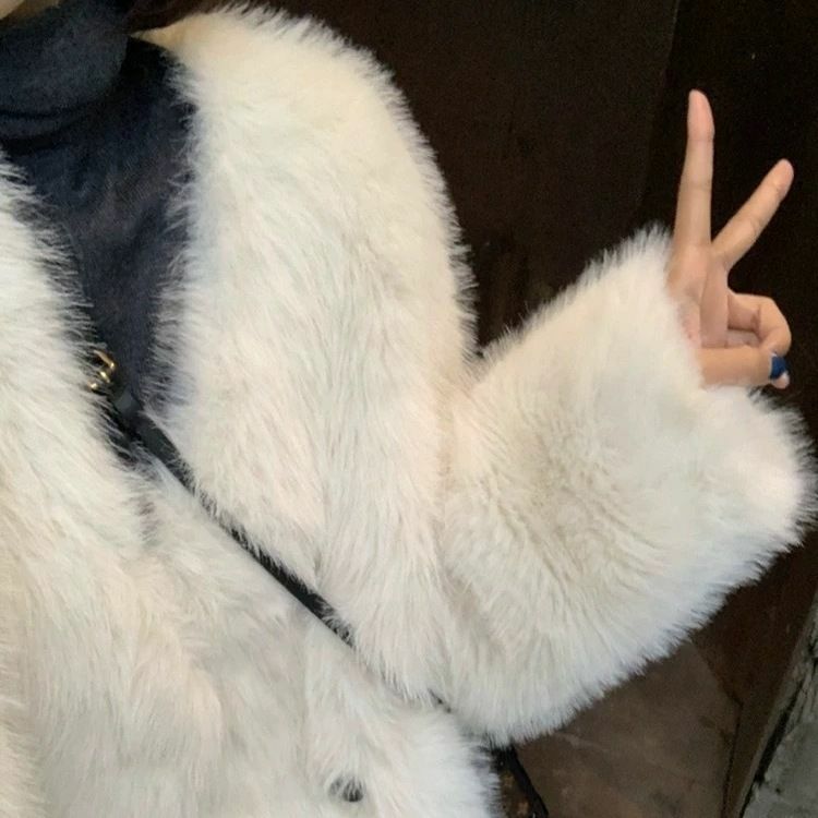 여성용 인조 모피 재킷, 긴 머리 모피 코트, 스티칭, 라운드 칼라, 짧은 코트, 유행 상의, 가을 및 겨울, B220