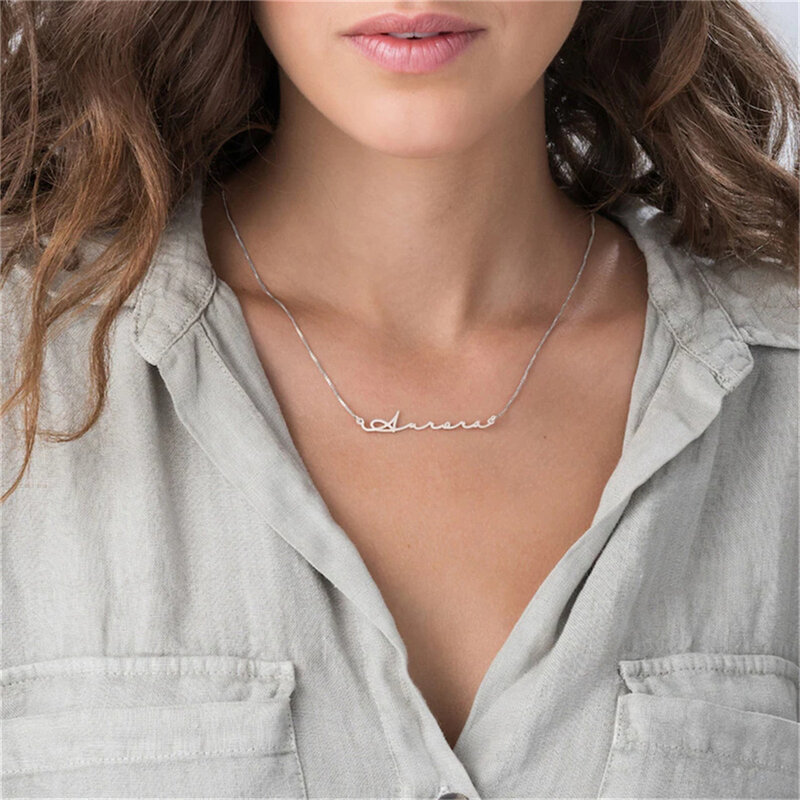 Personalize Name Necklace with Box Chain Custom Name Necklace Handmade Jewelry Personalized Birthday Gift for Her Mom
