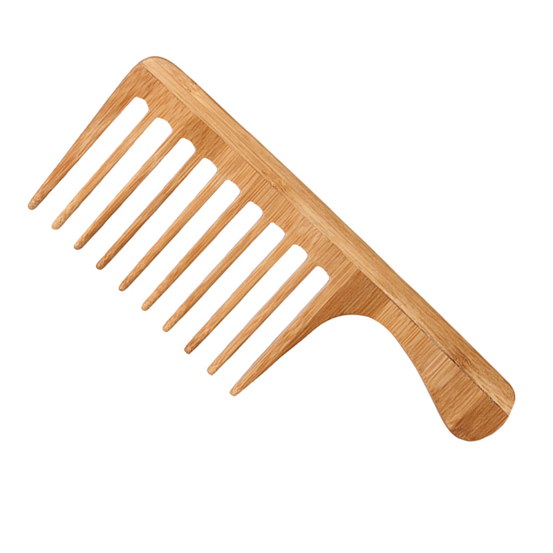 Nanzhu sisir gigi lebar untuk rambut basah, penata rambut kayu bambu profesional pria