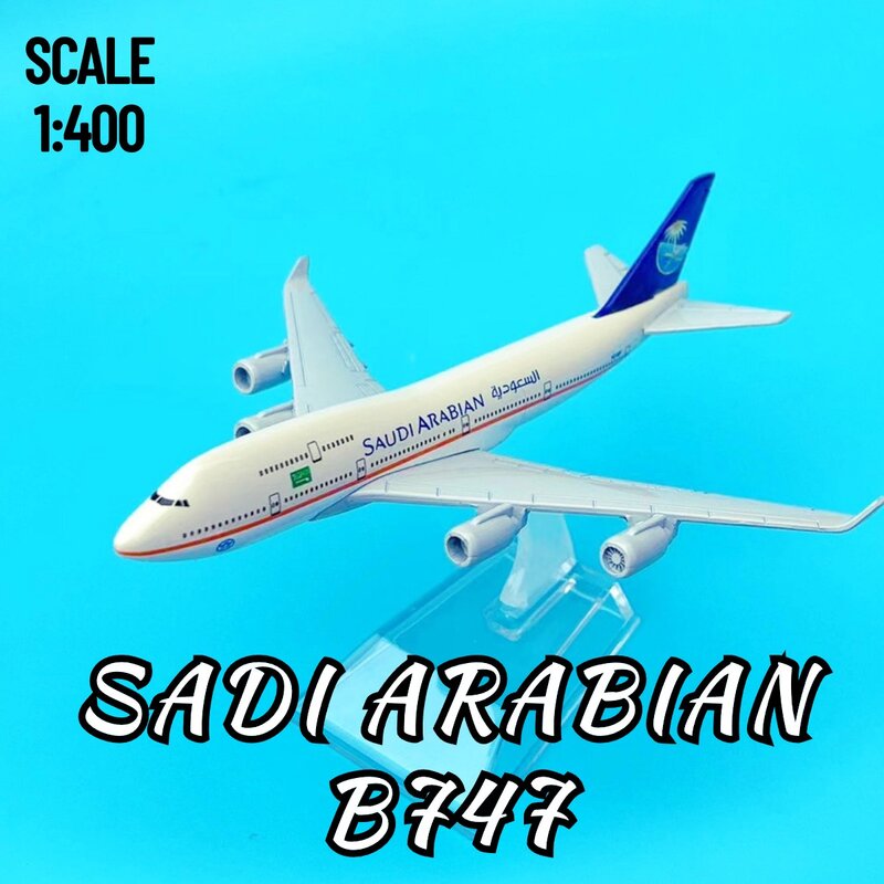 Modelo de aeronave metálica do Oriente Médio, A380 B747, escala aviação colecionável, ornamento diecast em miniatura, brinquedos de lembrança, 1:400