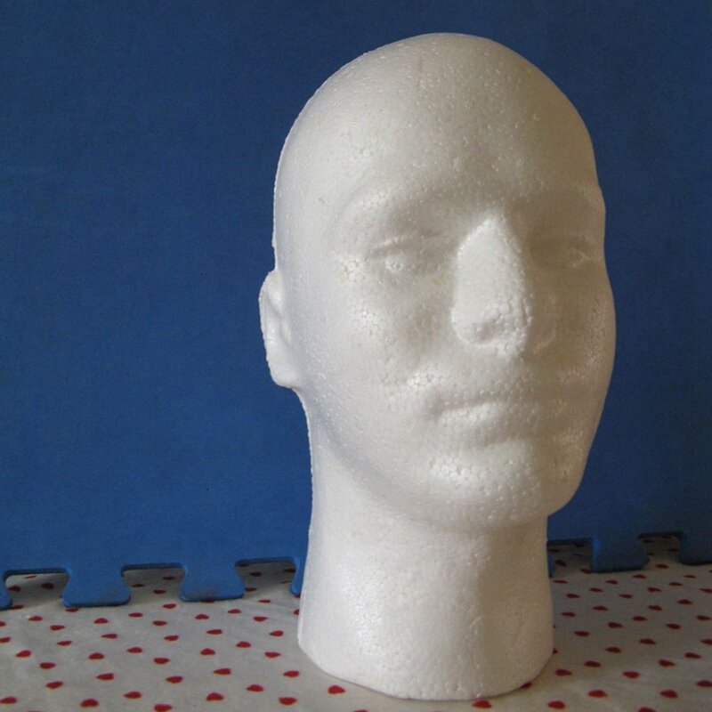 Soporte de cabeza de Maniquí de cosmetología para exhibición de peluca masculina, modelo de espuma blanca, 3 uds.