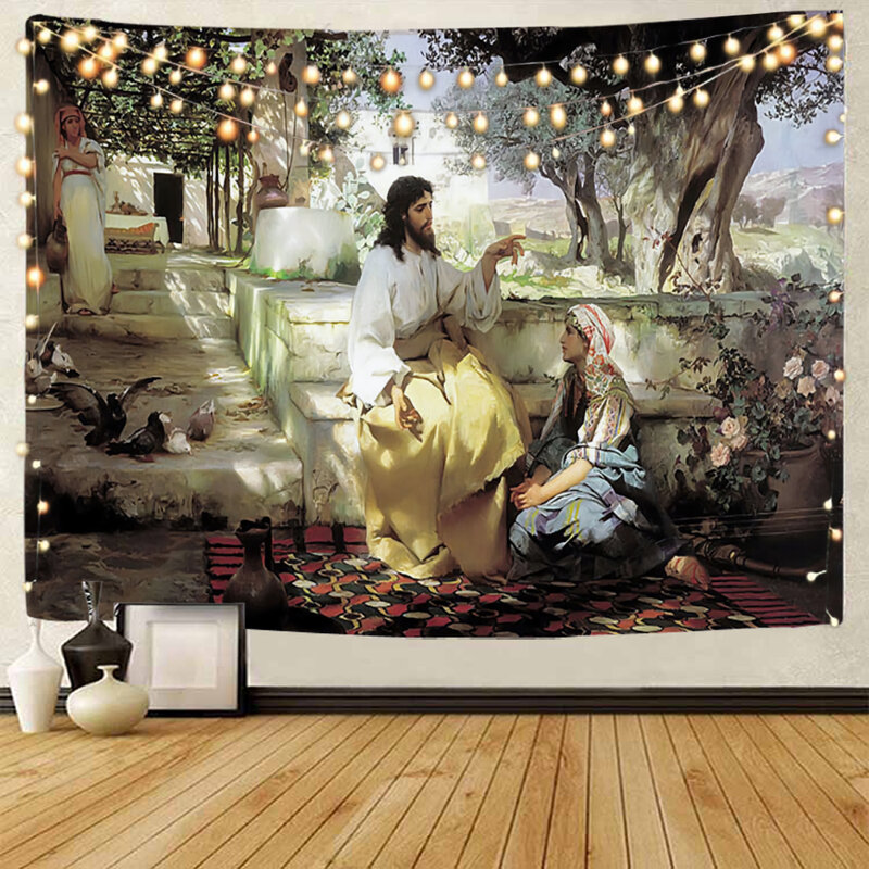 Classical painting, Jesus missionary background decoration, tapestry, Christ Jesus redemption background decoration, tapestry