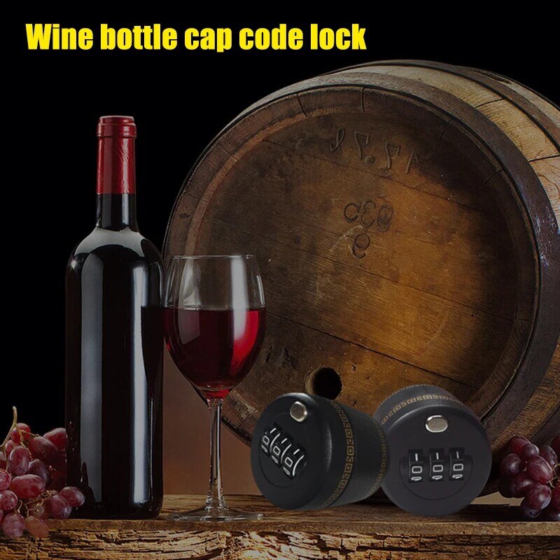 Candado de combinación de 3 dígitos para botella, código de contraseña, cierre Digital, tapón superior para botella de vino