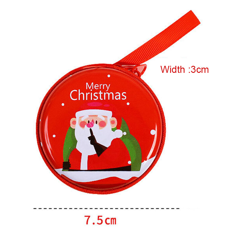 Niedliche Weihnachten Weißblech Münz geldbörse Cartoon kreative runde Form Brieftasche Kopfhörer Veranstalter Box für Kinder Mädchen Weihnachts geschenke