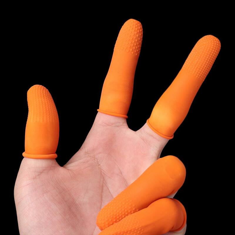 100PCS Reusable Finger Cover Natural Rubber Gloves Non-slip Latex Finger Cots Fingertips Protector Gloves Nail Art Tool