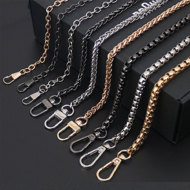 Cadena de eslabones de acero inoxidable 316L para mujer, accesorios de cadena para bolso, Correa gruesa Kpop, accesorio para bolso de mano, color dorado, plateado y negro